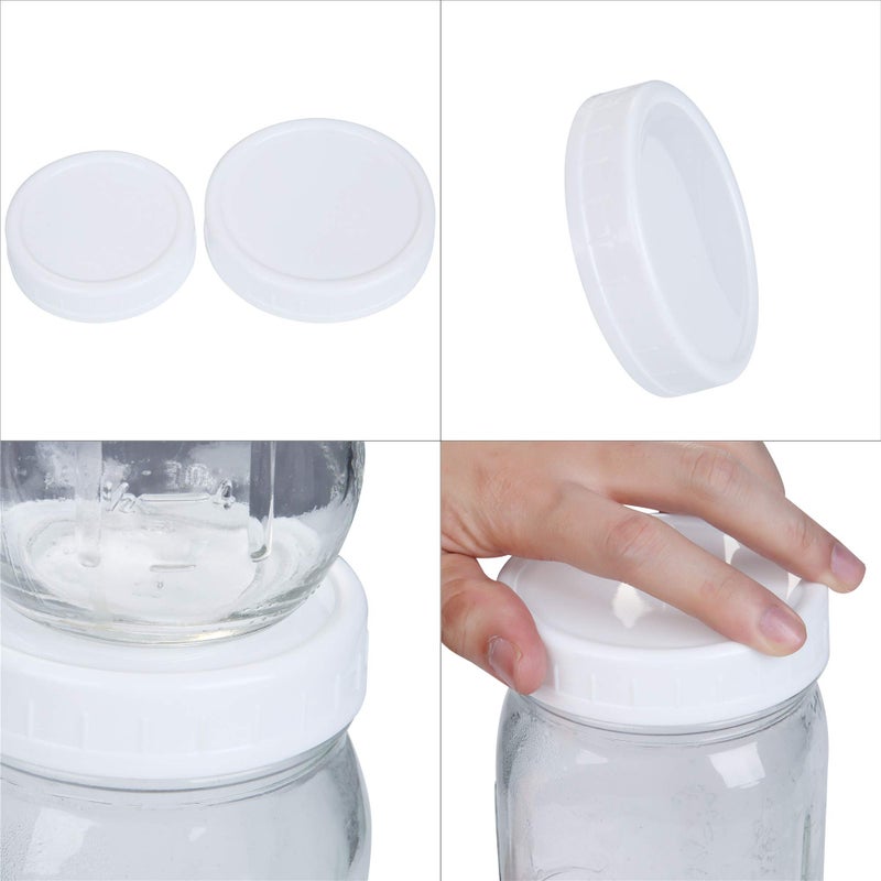 STARUBY 16Pcs Plastic 8 Regular Mouth Lids and 8 Wide Mouth Plastic Storage Caps for Mason Jars, White - Image 4